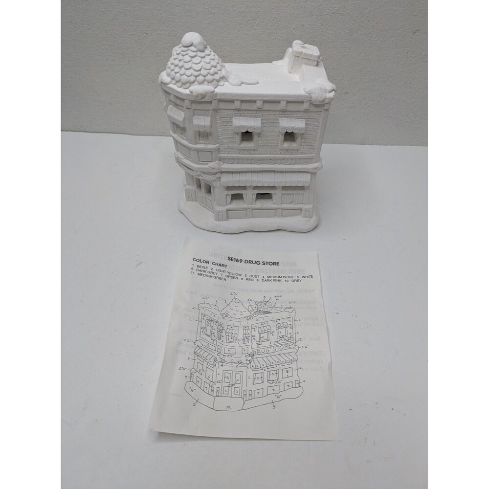 California Creations SE169 DRUG STORE Christmas Village Unsealed Unpainted